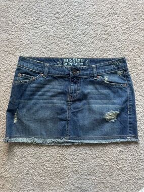 Mossimo Supply Co. Medium Blue Distressed Denim Mini Skirt